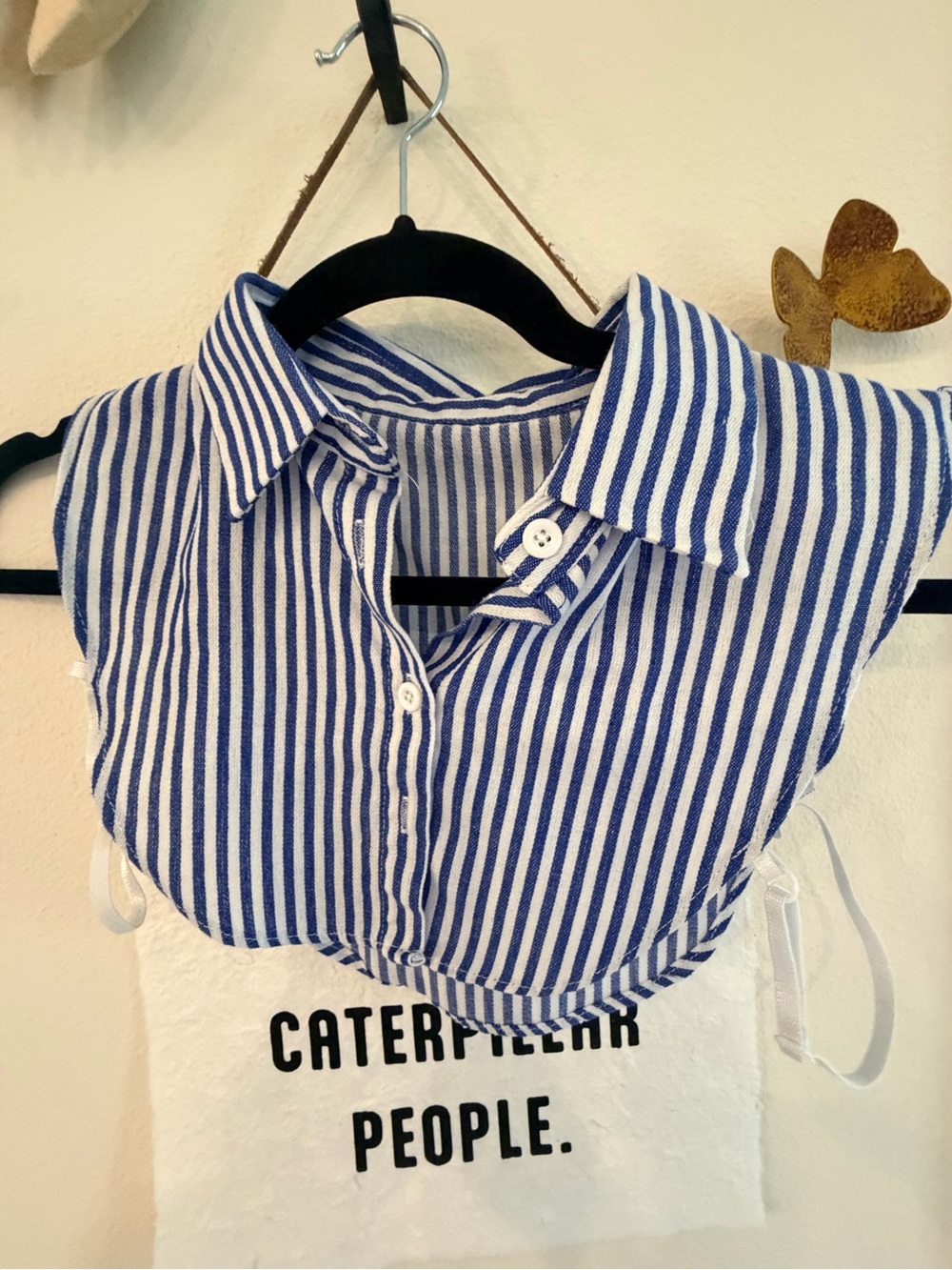 Blue and White Striped Collar Bib Top